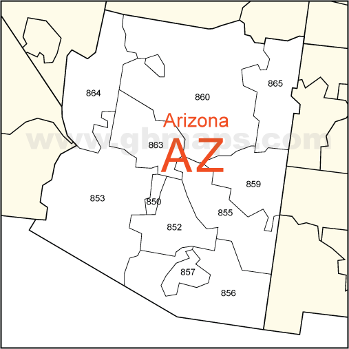AZ - Arizona PDF 3-Digit ZipCode Map