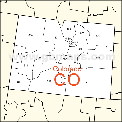 CO-Colorado PDF 3-Digit ZipCode Map