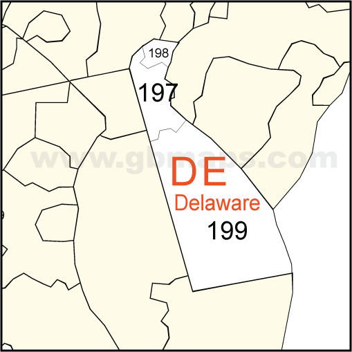 DE - Delaware PDF 3-Digit Zip Code Map