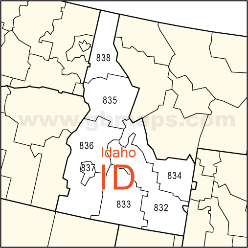 ID - Idaho PDF 3-Digit Zip Code Map
