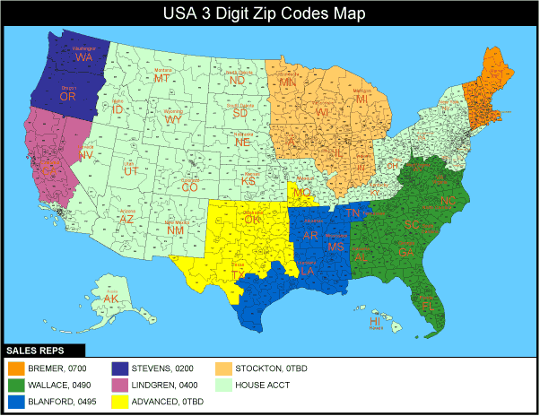 usa 3 digit zip code map