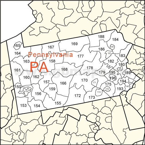 Bucks County Map WIth Zip Codes PA Buy Pennsylvania Zip Code Map. 